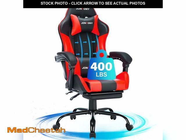 Lot 74-13766144 - JONPONY Big and Tall 400LBS Gaming Chair, Ergonomic Design, Gamer Chair PU Leather with Footrest and...