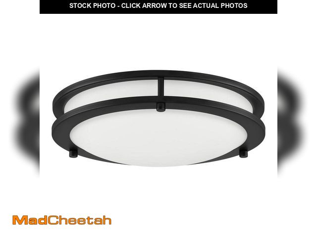 Lot 74-12692369 - Hampton Bay Flaxmere 12 in. Modern Matte Black Selectable 3 CCT Integrated LED Flush Mount for Kitch...