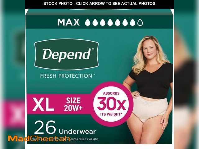 Lot 74-14581751 - Depend Fresh Protection Adult Diapers for Women, XL, 26 Count - UNUSED