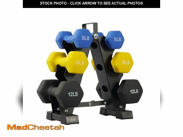 Lot 74-12693211 - Fitvids Colored Neoprene Dumbbell Set with Rack, Multiple Weight Options, 20LBS, 32LBS, 50LBS and 56...