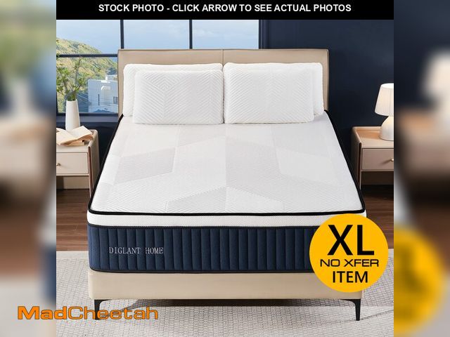 Lot 74-13579014 - DIGLANT 14 Inch Hybrid Mattress, Medium Plush Feel Memory Foam Euro Top Mattress in a Box and Pocket...