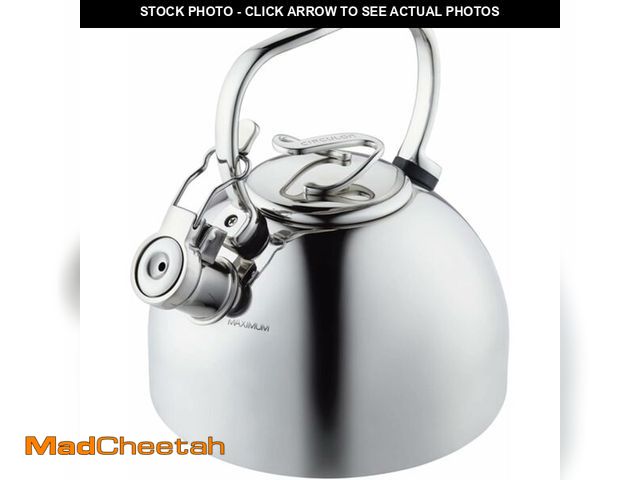 Lot 74-12828761 - Circulon Stainless Steel Whistling Tea kettle/Teapot With Flip-Up Spout, 2.3 Quart - Silver - UNUSED