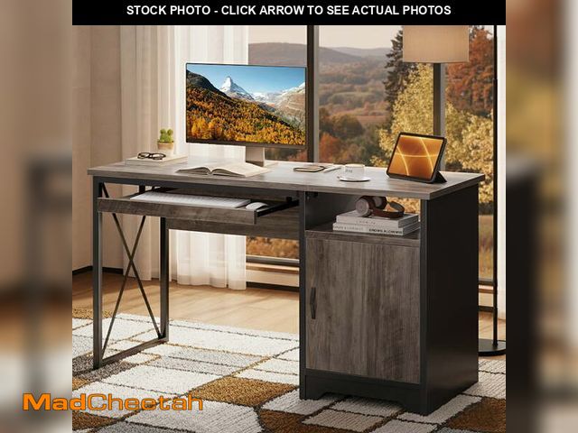 Lot 74-13055854 - (DENTED) Bestier Home Office Desk 47" Computer Desk Small PC Table with Keyboard Tray and Storage Ca...