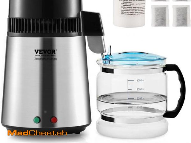 Lot 74-12367898 - VEVOR Water Distiller, 4L 1.05 Gallon Pure Water Purifier Filter for Home Countertop, 750W Distilled...