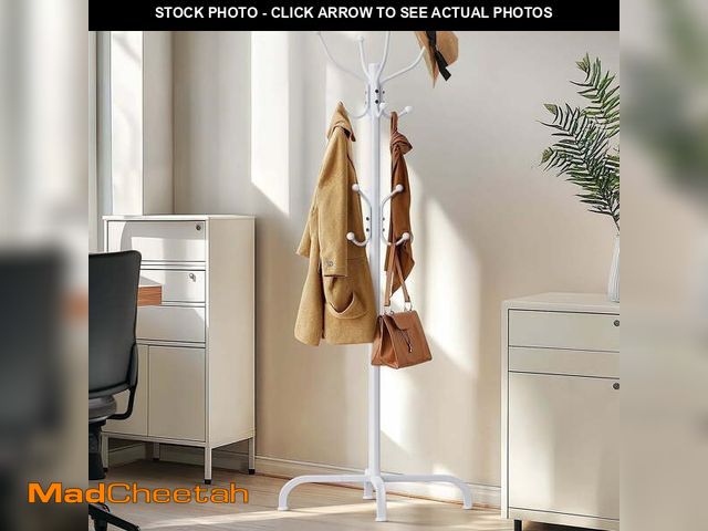 Lot 74-12849224 - CHITOOMA 14 Hooks Coat Rack Stand Metal Storage Rack Freestanding Hat Clothing Display Stand, White ...