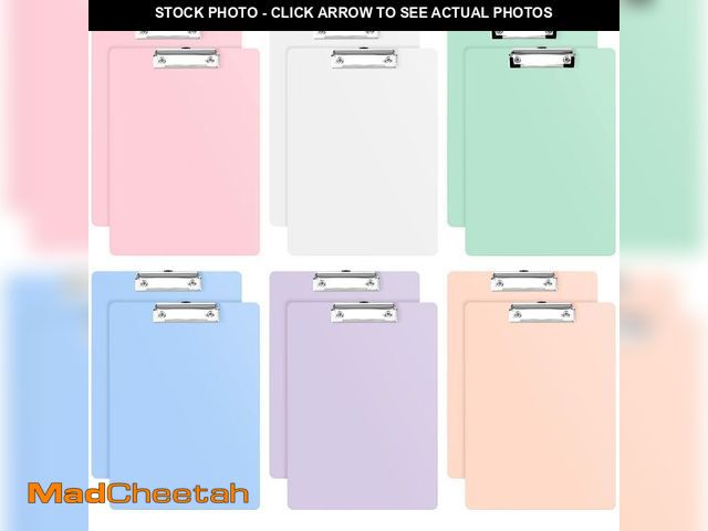 Lot 74-12704478 - Outus 12 Pcs Plastic Clipboards Bulk 12 x 9 Inch Cute Assorted Color Multi Pack Clipboard A4 Letter ...