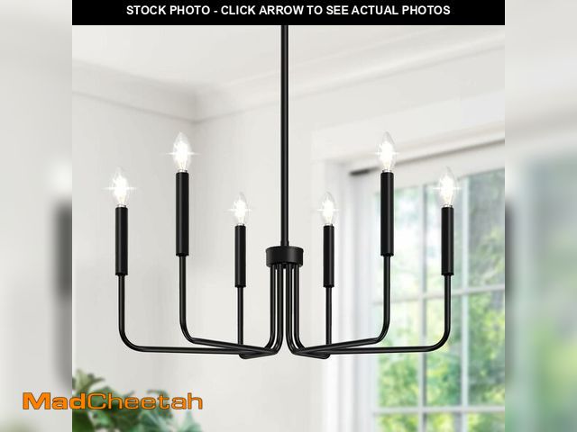 Lot 74-12698835 - Black Chandelier, 6-Light Farmhouse Chandelier for Dining Room Lighting Fixtures Hanging, Dining Lig...