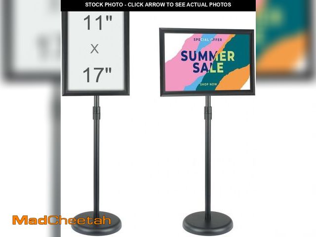 Lot 74-12367890 - VEVOR Pedestal Sign Holder, 11 x 17 Inch Vertical and Horizontal Adjustable Poster Stand, Heavy-Duty...