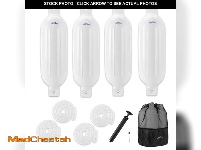 Lot 74-14330775 - Affordura Boat Fender 4 Pack Boat Bumpers Fenders 6.5 Inch with 4 Ropes, Boat Bumpers for Pontoon Bo...