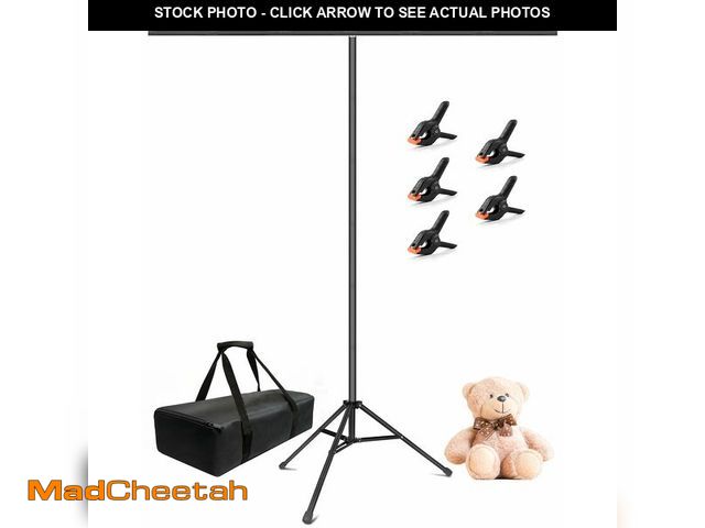Lot 74-13583184 - Hemmotop 7x5ft (HxW) T-Shape Photo Backdrop Stand, Portable Green Screen Stand Only with 5 Clip Clam...