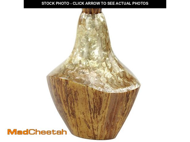 Lot 74-14146421 - Deco 79 45175 Large Gold Capiz Shell &amp; Natural Banana Wood Vase, 11Ã¢â¬Âx 15Ã¢â¬Â - UNUSED