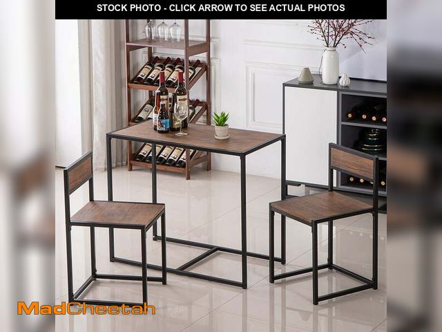 Lot 74-12780945 - Ktaxon Industrial Dining Table and Chair Set for 2, 3-Piece Dining Set for Small Space Kitchen Dinin...