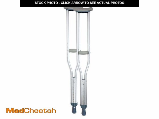 Lot 74-14434881 - BodyMed Aluminum Crutches, Small (Pair) - Adjustable Height (4'6" - 5'0"), Lightweight Design, Padde...