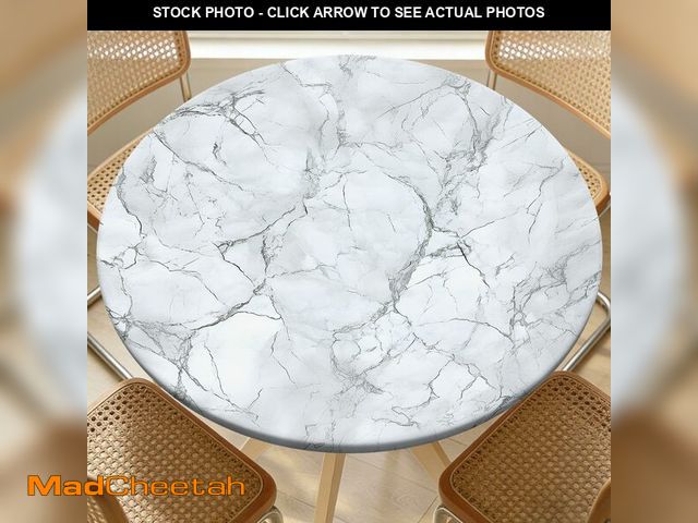 Lot 74-14264635 - ARTSGOO Round Fitted Table Cover with Elastic Edge Design Table Cloth Waterproof Stain-Resistant Wip...