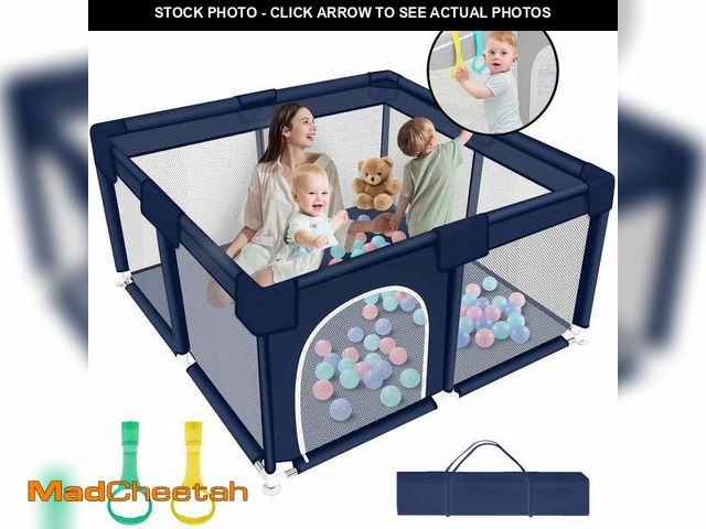 Lot 74-13658114 - HioHa 52" x 52" Baby Playpen, Portable Play Yard with Sturdy Steel Frame &amp; Breathable Mesh, Indo...