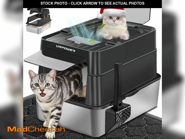 Lot 74-14601074 - URPOWER XL Stainless Steel Cat Litter Box with 110ÃÂ° Flip-Top Lid - UNUSED