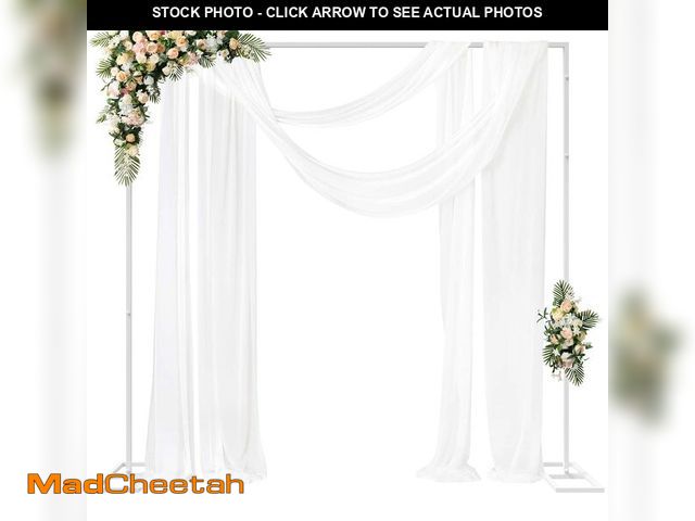 Lot 74-12453505 - Fomcet 8FT x 8FT Backdrop Stand Heavy Duty with Base, White Portable Adjustable Pipe and Drape Backd...