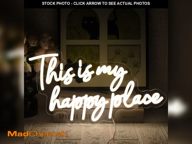 Lot 74-13720794 - UExnkj-Y This is My Happy Place Neon Sign, Warm White Neon Lights for Wall Decor, Happy Place Signs ...