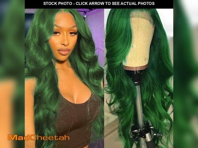 Lot 74-14046390 - Colorful Bird Green Lace Front Wigs Human Hair Body Wave 13x4 HD Lace Frontal Wig Pre Plucked with B...