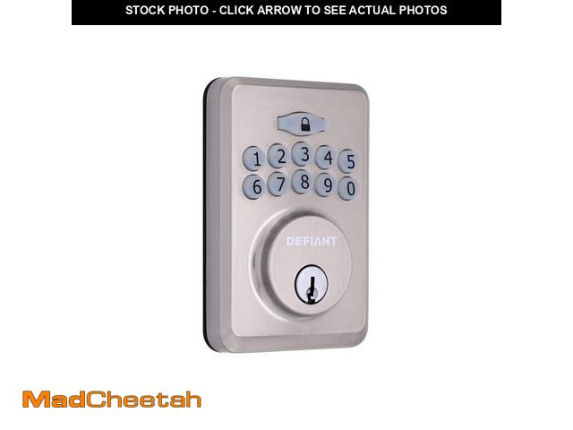 Lot 74-13667459 - Defiant Radius Satin Nickel Single Cylinder Keypad Deadbolt Lock - UNUSED
