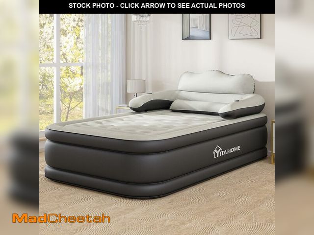 Lot 74-12868544 - YITAHOME FullXL Size Air Mattress with Headboard, 18in Inflatable with Pillow, Blow Up Mattress with...