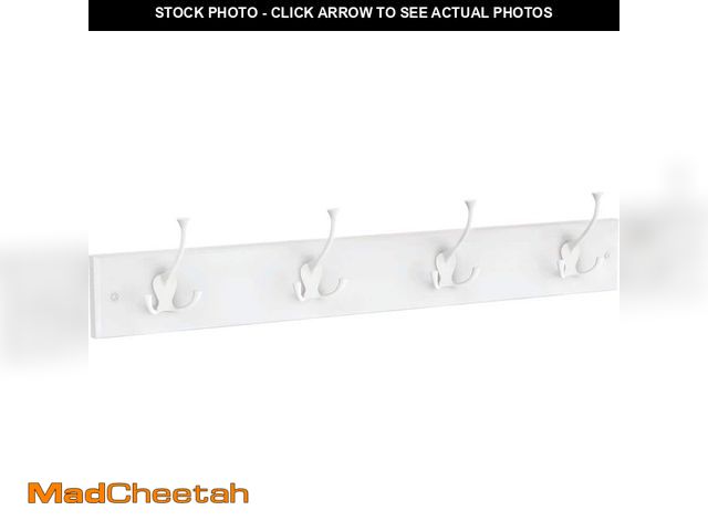 Lot 74-14602115 - Home Decorators Collection Flared Tri-Hook Wall Mounted Pure White 5-5/32 in. H x 27 in. L, MDF and ...