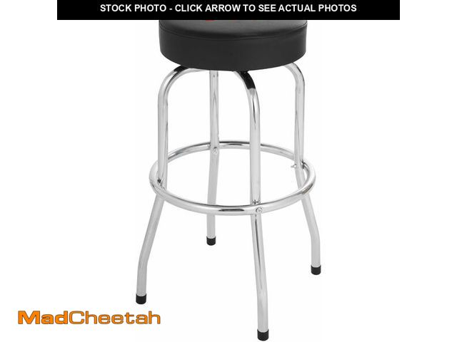 Lot 74-12665173 - MaxWorks 51090 Swivel Bar Stool, Padded Seat with Chrome Plated Legs, Black, 300-Lb Capacity, 28-1/4...
