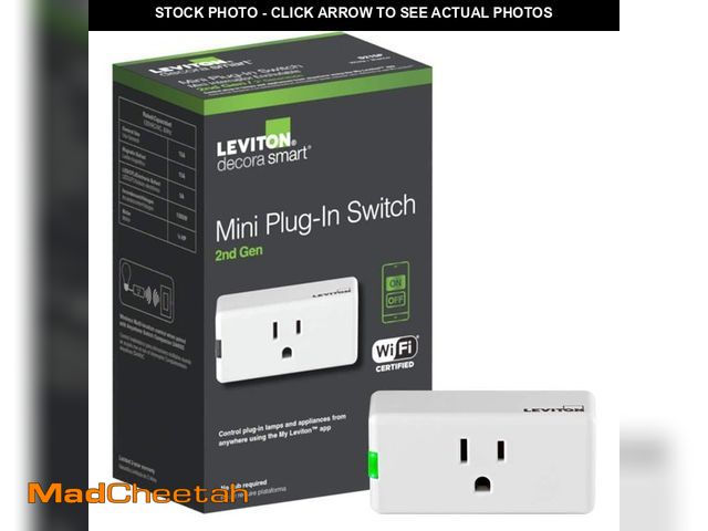 Lot 74-14082853 - Leviton Decora Smart Wi-Fi Single Outlet Plug-In Switch,15 Amp 120-Volt, White - UNUSED