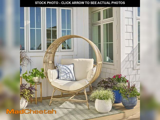 Lot 74-12726074 - Better Homes &amp; Gardens Bellamy Round Wicker Outdoor Lounge Chair, Beige - UNUSED