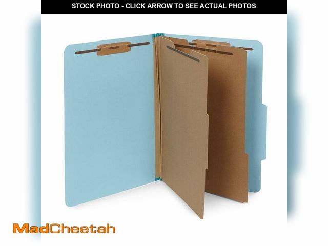 Lot 74-12302054 - 10 Blue Legal Size Classification Folders - 2 Divider 2 Inch Tyvek expansions - Durable 2 Prongs Des...