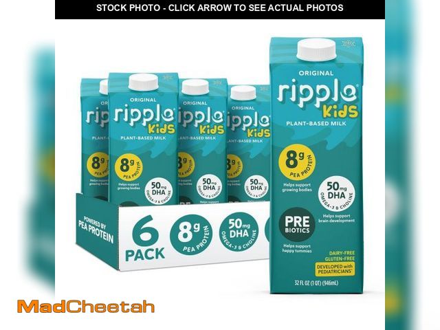 Lot 74-12375813 - Ripple 32 oz Plant Based Milk 8g of Quality Sourced Pea Protein, Calcium Rich | Shelf Stable | Vegan...