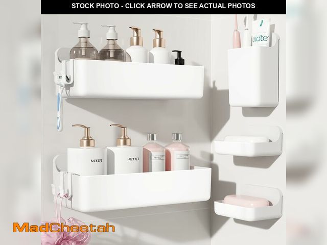 Lot 74-14051105 - Nieifi Adhesive Wall Shelf, Shower Shelves 5 Pack with Soap Holder, Shower Organizer for Bathroom Or...