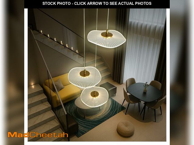 Lot 74-13771146 - AEULYTIR Gold Linear Lotus Leaf Chandelier, 3-Light, Modern Dimmable LED Large Hanging Pendant Light...