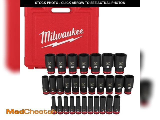 Lot 74-14344272 - Milwaukee SHOCKWAVE 1/2 in. Drive Metric 6 Point Impact Socket Set (29-Piece) - UNUSED