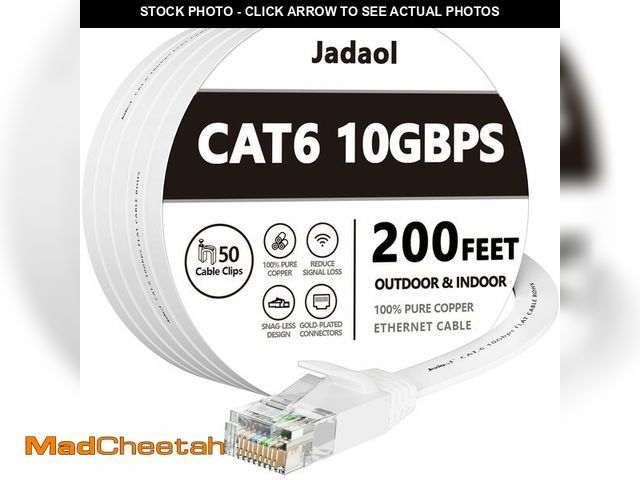 Lot 74-13716087 - Jadaol Cat 6 Ethernet Cable 200 ft (60.96m), 10Gbps Support Cat8 Cat7 Network, Flat RJ45 LAN Patch C...