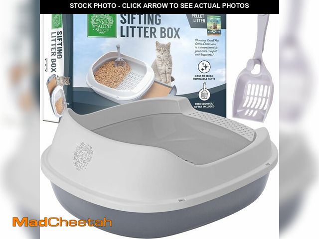 Lot 74-13844829 - Small Pet Select - Sifting Cat Litter Box, with 5 Pee Pads and Litter Scoop, Premium System for Cats...