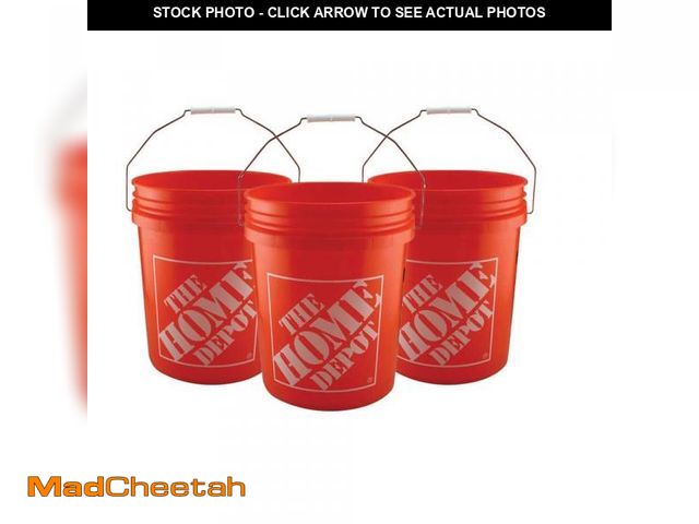 Lot 74-12423277 - (SOME HANDLES ARE DAMAGED) The Home Depot 5 Gal. Homer Bucket (6-Pack) - UNUSED
