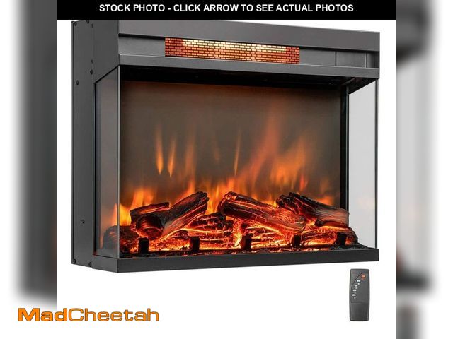 Lot 74-13050039 - Costway 23 in. 3-Sided Electric Fireplace Insert Heater 1500-Watt with Thermostat and Remote Control...