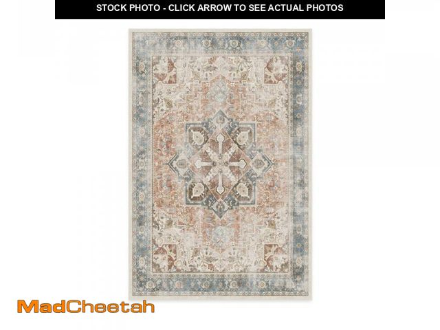 Lot 74-12484259 - RUGGABLE Washable Vintage Area Rug Ã¢â¬â Kamran Coral 6x9, Stain-Resistant, Non-Slip Ã¢â¬â Med...