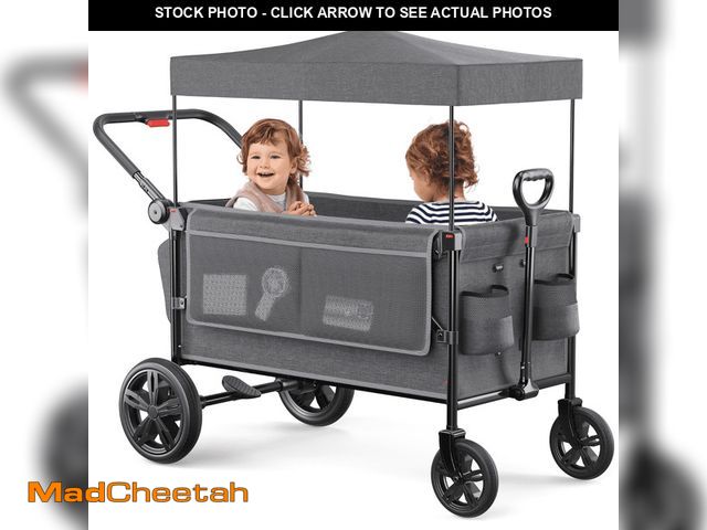 Lot 74-12634755 - SACVON All-Terrain Stroller Wagon for Toddlers with Canopy, Parent Organizer, Adjustable Handlebar, ...