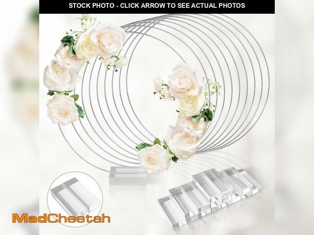 Lot 74-12457453 - OurWarm 24 PCS 12 Inch Metal Floral Hoop Centerpiece Table Decorations, Silver Wedding Centerpieces ...