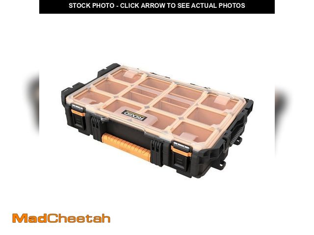 Lot 74-14314321 - RIDGID Pro Gear System Gen 2.0 Stackable Durable Weather Resistant 10-Compartment Small Parts Organi...