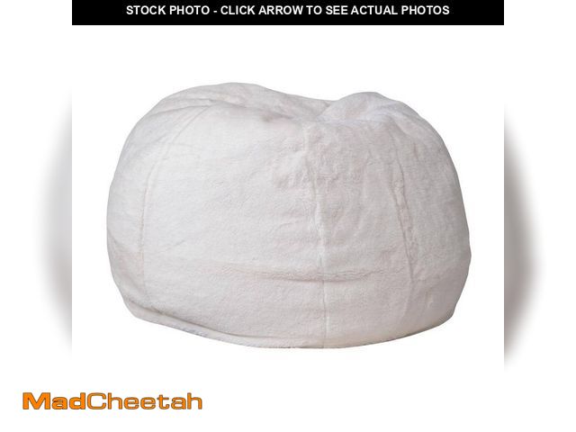 Lot 74-14286329 - Flash Furniture White Furry Fabric Bean Bag Chair - UNUSED