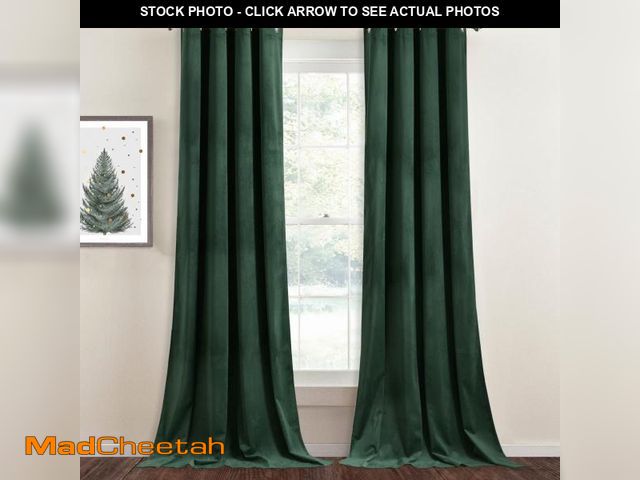 Lot 74-11557000 - StangH Dark Green Curtains 90 inches - Super Soft Velvet Window Drapes for Bedroom, Christmas Holida...