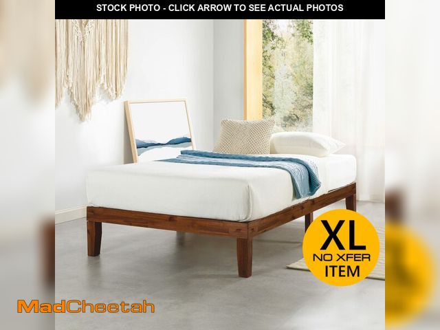 Lot 74-12689614 - Mellow Naturalista Classic 12 Inch Solid Wood Platform Bed with Wooden Slats, Twin XL, Espresso - UN...