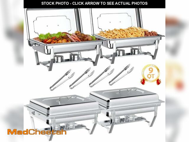 Lot 74-14587882 - BAOKALER 9QT Chafing Dish Buffet Set with 4 Food Tongs , Foldable Full Size Buffet Server Food Warme...