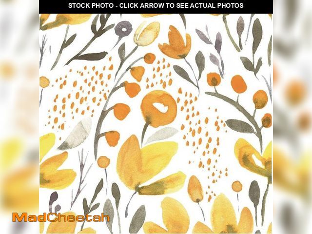 Lot 74-12304274 - Blooming Wall Peel&amp;Stick Removable Watercolor Seamless Yellow Fresh Floral Kapok Self-Adhesive P...