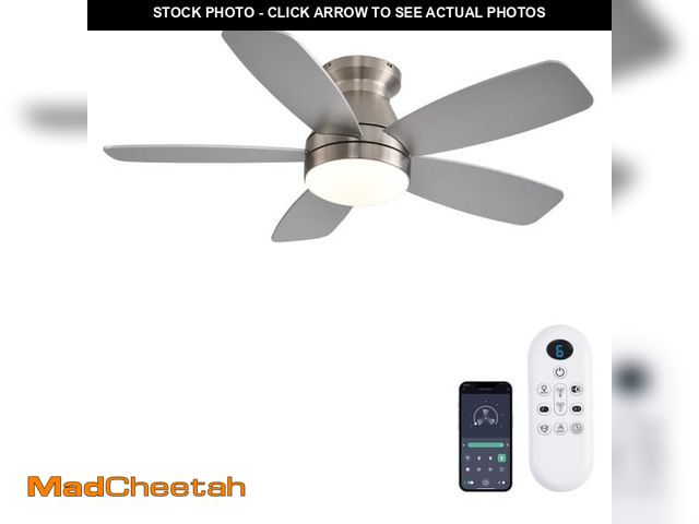Lot 74-11552008 - JSAITEE Ceiling Fans with Lights, 42 Inch Low Profile Ceiling Fan with Light and Remote/App Control,...