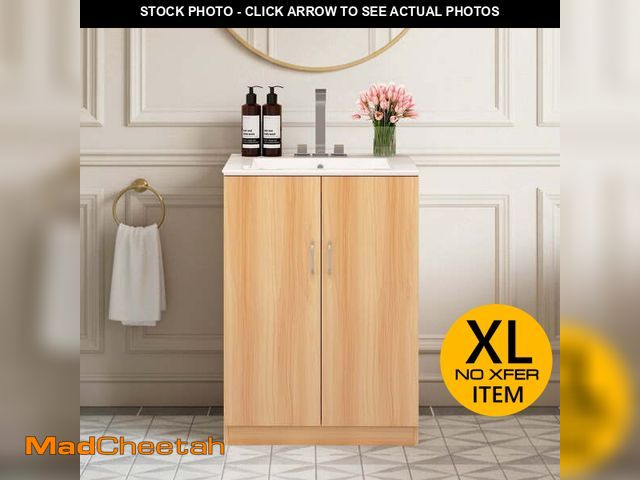 Lot 74-14436032 - EDX 24-inch Bathroom Vanity Cabinet, Freestanding Modern Cabinet Vanity with Sink, 2 Soft-Closing Do...