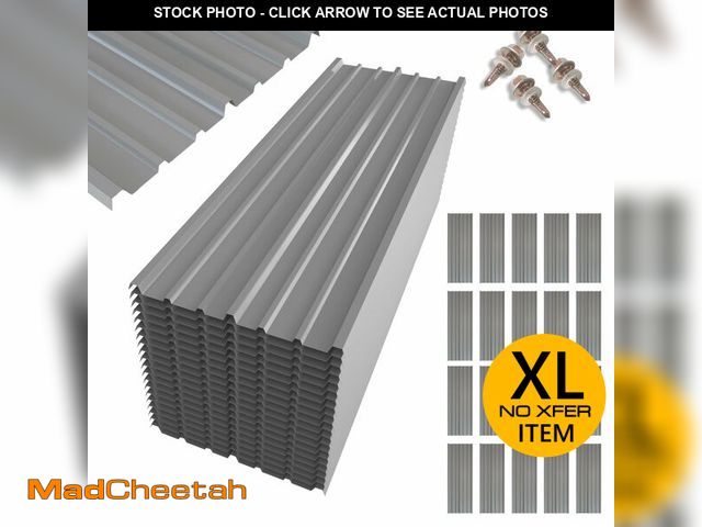Lot 74-12629872 - NeatiEase 20 Pcs Metal Roofing Panels, 6.1 Feet Corrugated Galvanized Roofing Panels Metal Siding Pa...